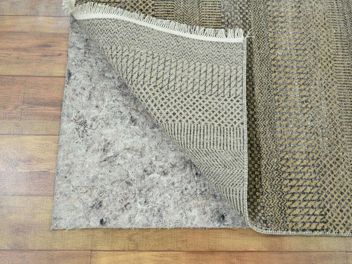 2'7" x 20'4" New Hand Knotted Brown Wool & Silk Runner Oriental Rug - MOA10276349