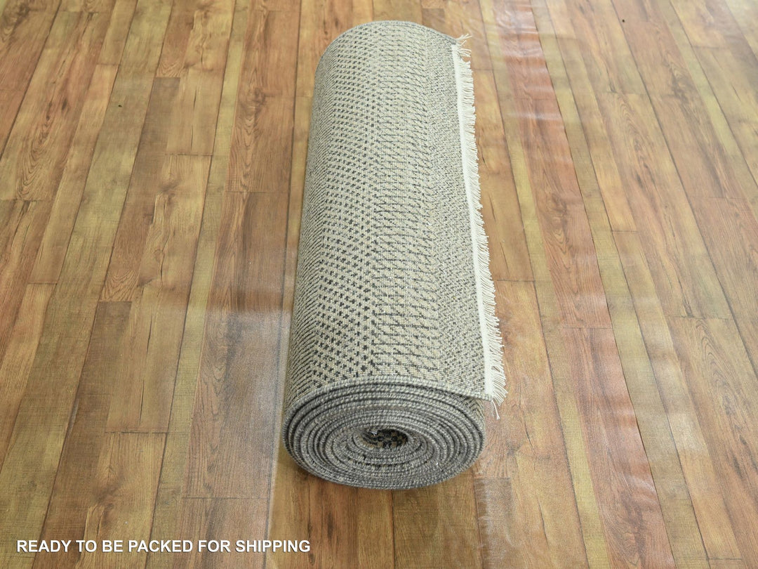 2'7" x 20'4" New Hand Knotted Brown Wool & Silk Runner Oriental Rug - MOA10276349