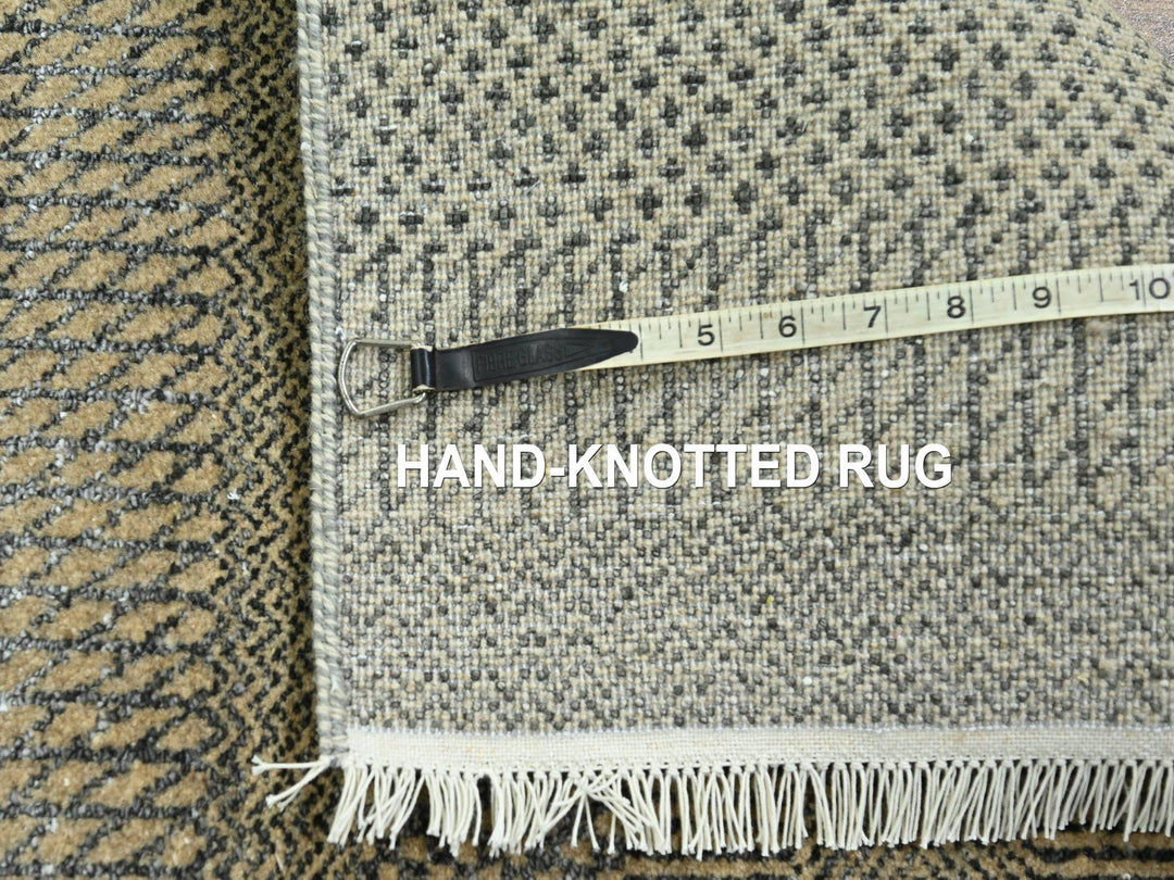 2'7" x 20'4" New Hand Knotted Brown Wool & Silk Runner Oriental Rug - MOA10276349