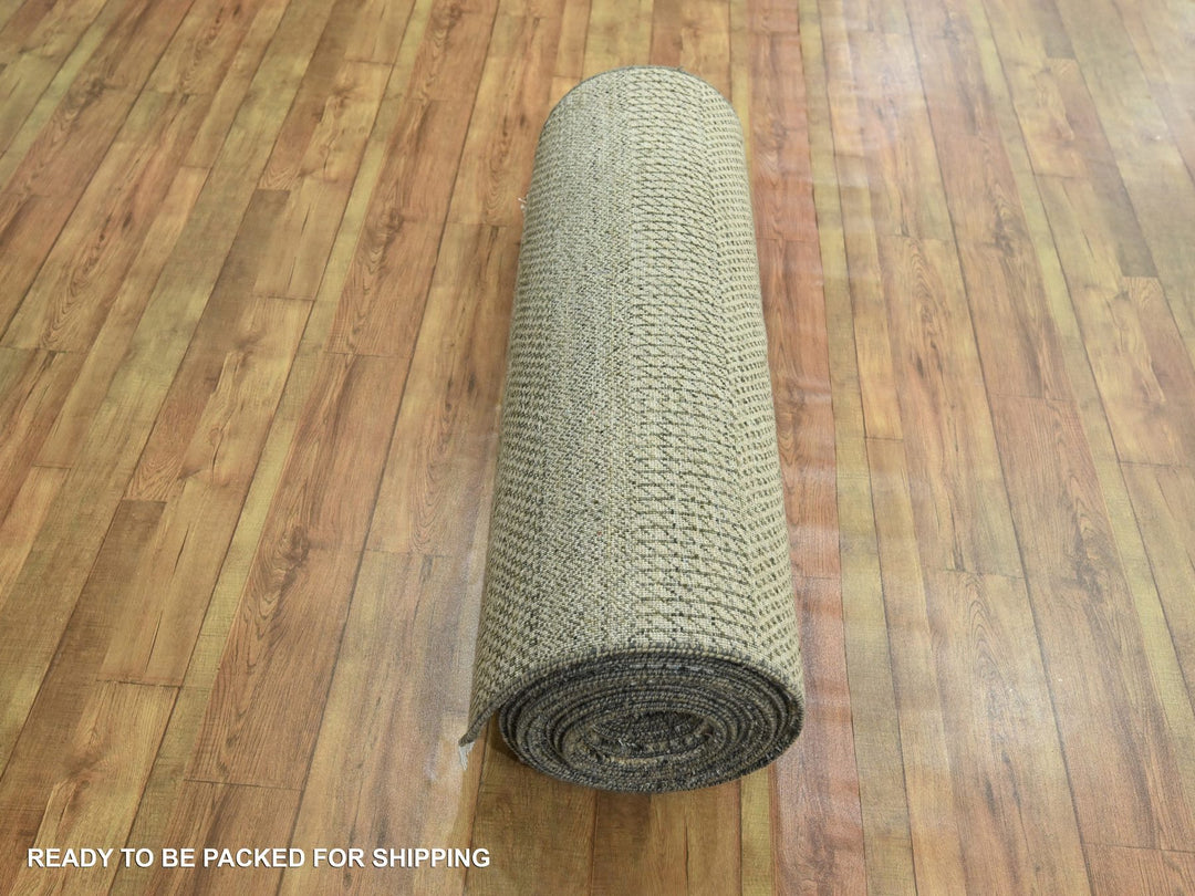 3'0" x 21'10" New Hand Knotted Brown Wool & Silk Runner Oriental Rug - MOA10276350