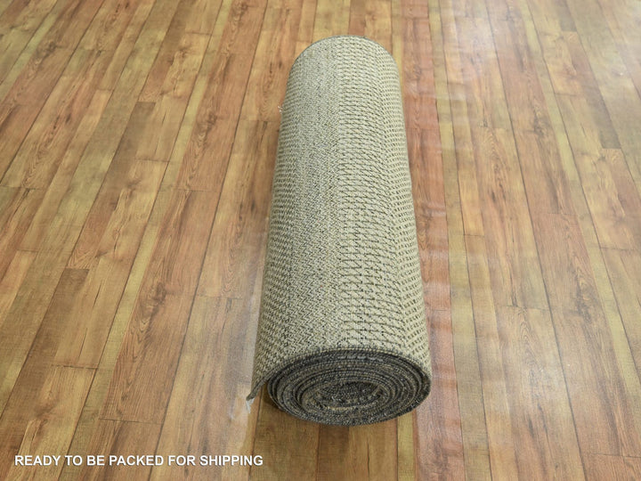 3'0" x 21'10" New Hand Knotted Brown Wool & Silk Runner Oriental Rug - MOA10276350