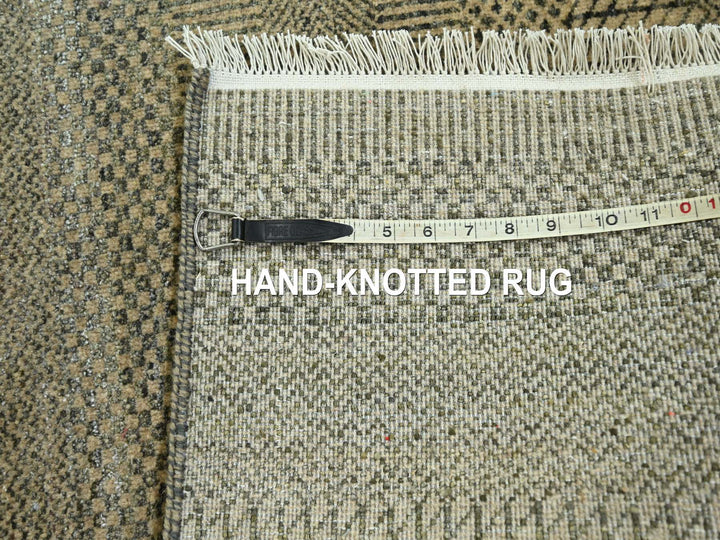 3'0" x 21'10" New Hand Knotted Brown Wool & Silk Runner Oriental Rug - MOA10276350