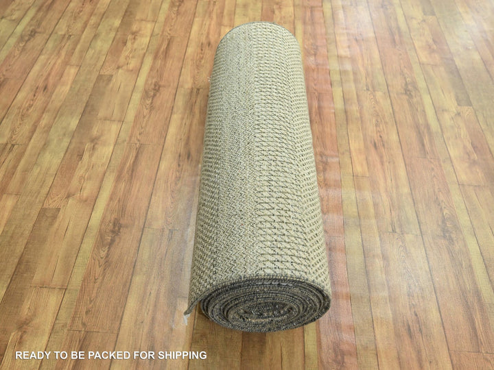 3'0" x 21'10" New Hand Knotted Brown Wool & Silk Runner Oriental Rug - MOA10276351