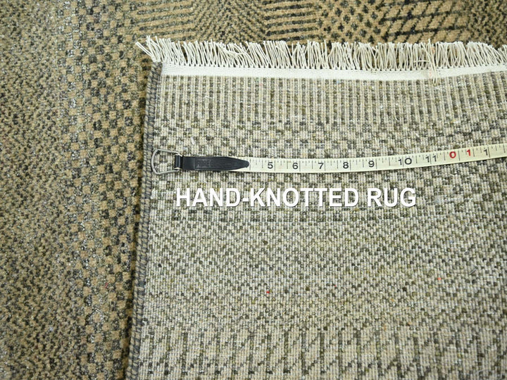 3'0" x 21'10" New Hand Knotted Brown Wool & Silk Runner Oriental Rug - MOA10276351