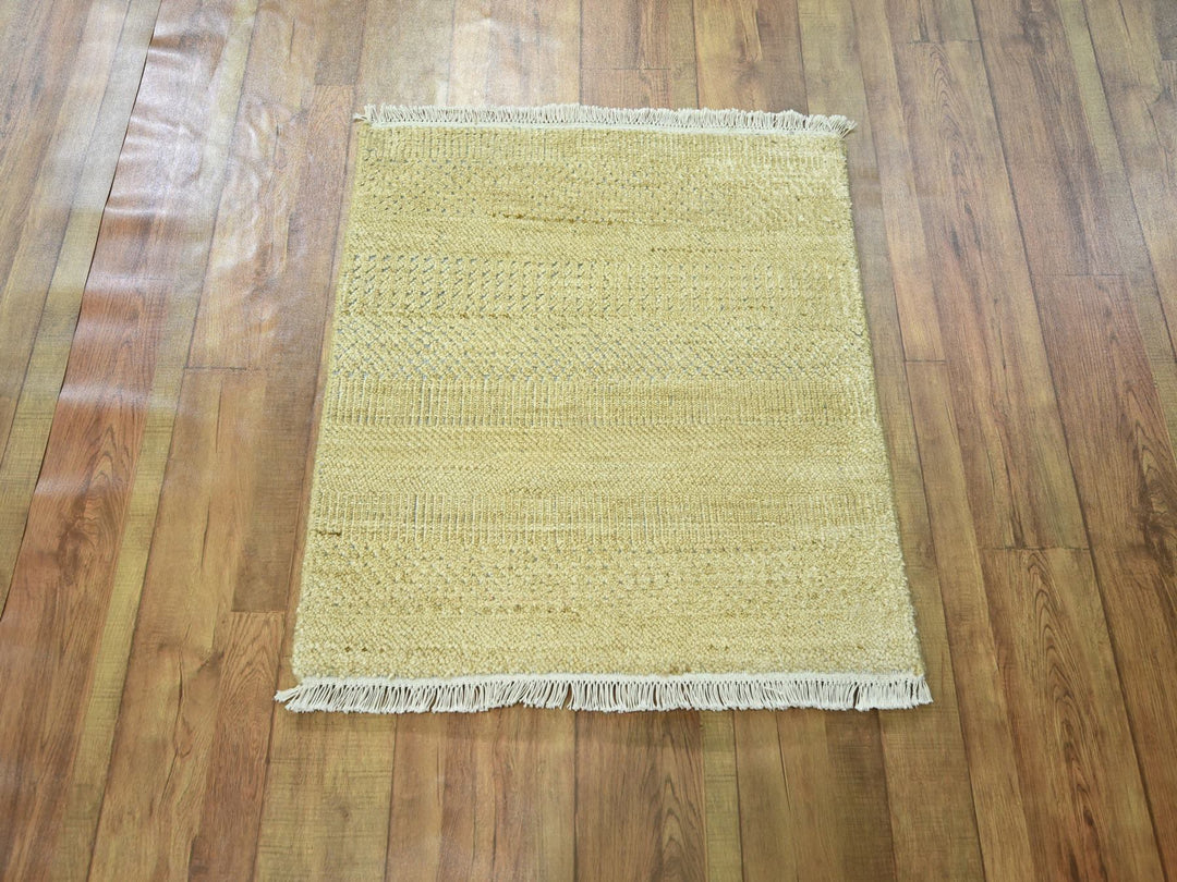 2'0" x 2'0" New Hand Knotted Brown Wool & Silk Square Oriental Rug - MOA10276353