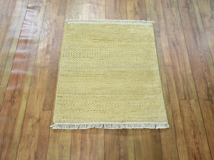 2'0" x 2'0" New Hand Knotted Brown Wool & Silk Square Oriental Rug - MOA10276353