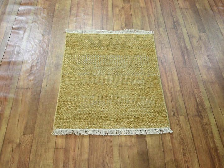 2'0" x 2'0" New Hand Knotted Brown Wool & Silk Square Oriental Rug - MOA10276354