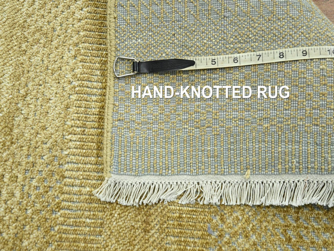 2'0" x 2'0" New Hand Knotted Brown Wool & Silk Square Oriental Rug - MOA10276354