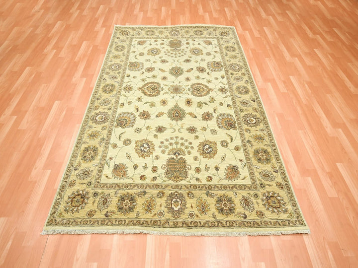 5'5" x 8'0" New Hand Knotted Ivory Wool Rectangle Oriental Rug - MOA10276355