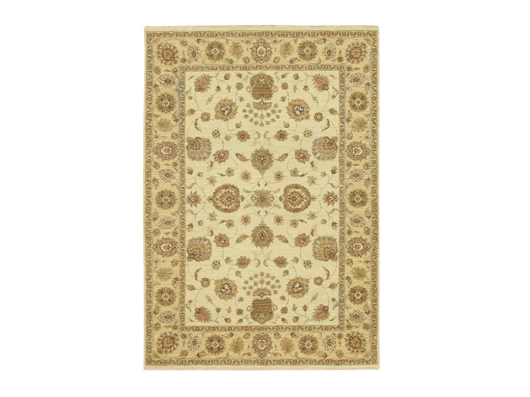 5'6" x 8'1" New Hand Knotted Ivory Wool Rectangle Oriental Rug - MOA10276356