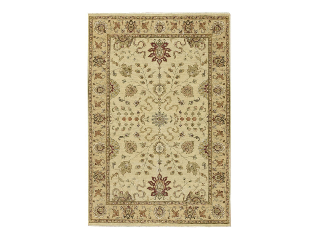 5'4" x 8'0" New Hand Knotted Ivory Wool Rectangle Oriental Rug - MOA10276363