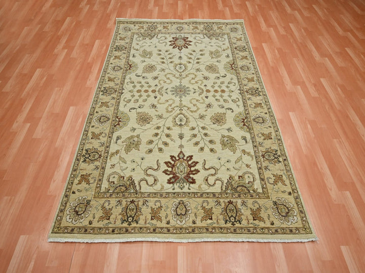 5'4" x 8'0" New Hand Knotted Ivory Wool Rectangle Oriental Rug - MOA10276363