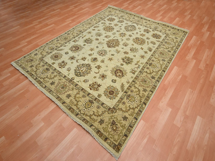 6'5" x 8'2" New Hand Knotted Ivory Wool Rectangle Oriental Rug - MOA10276366