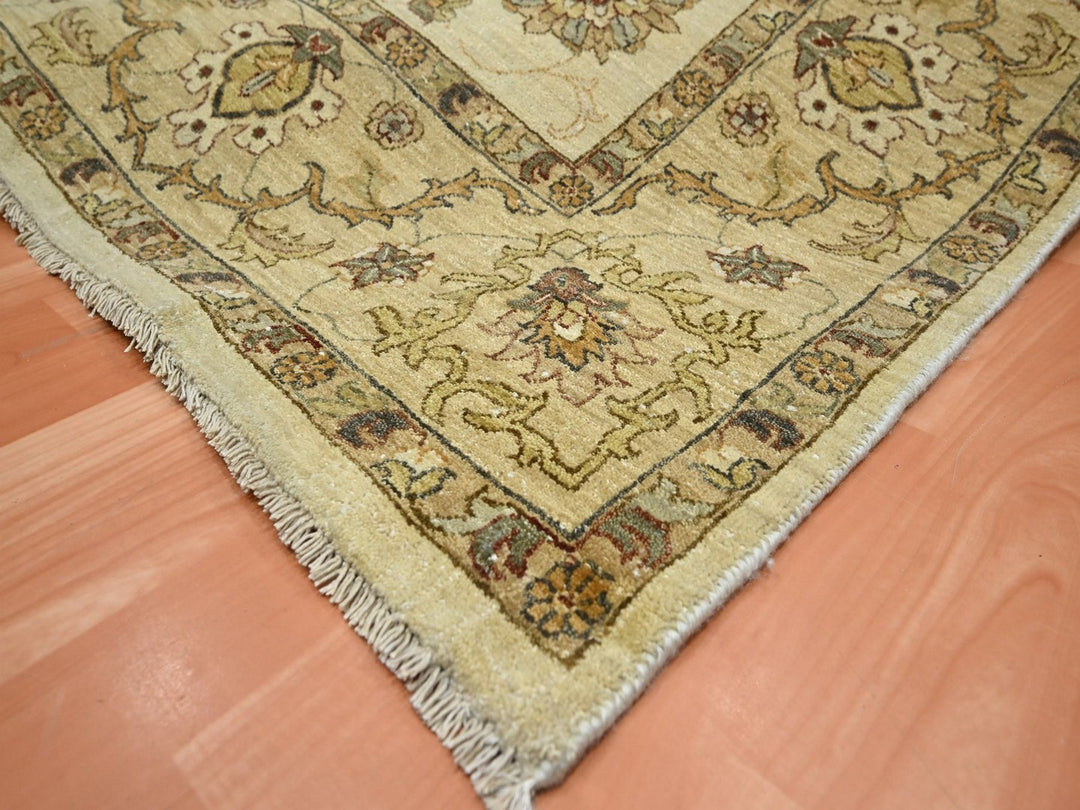 6'5" x 8'2" New Hand Knotted Ivory Wool Rectangle Oriental Rug - MOA10276366