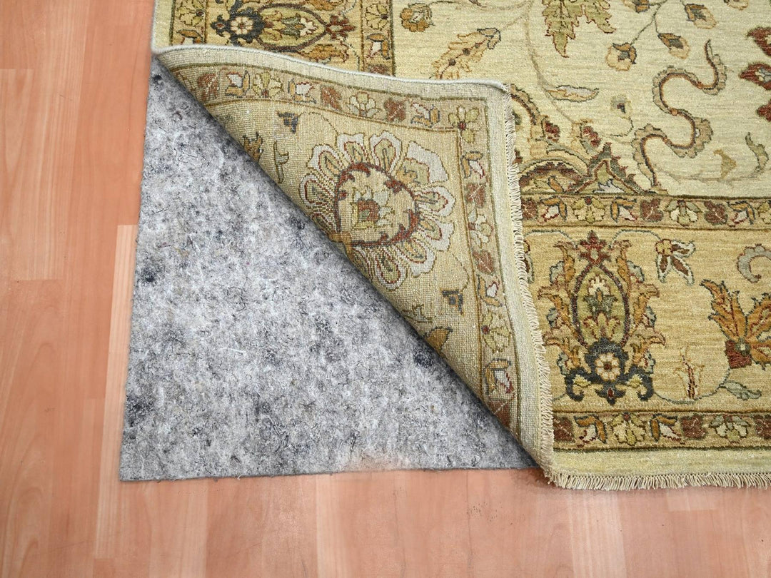 7'3" x 9'3" New Hand Knotted Ivory Wool Rectangle Oriental Rug - MOA10276368