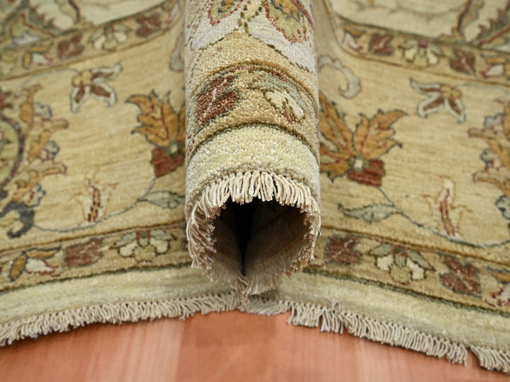 7'3" x 9'3" New Hand Knotted Ivory Wool Rectangle Oriental Rug - MOA10276368