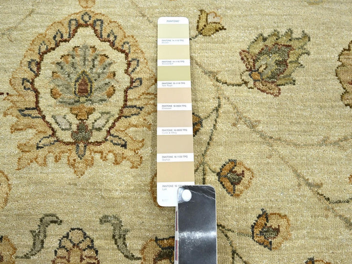 7'3" x 9'3" New Hand Knotted Ivory Wool Rectangle Oriental Rug - MOA10276368