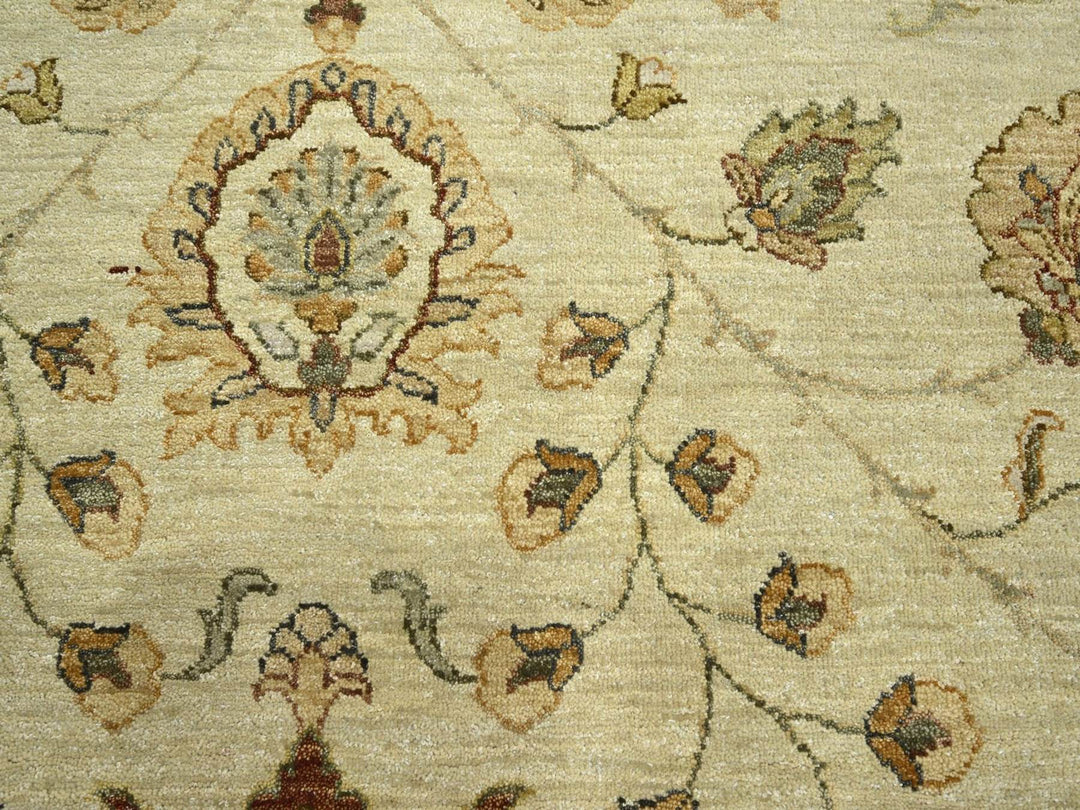 7'3" x 9'3" New Hand Knotted Ivory Wool Rectangle Oriental Rug - MOA10276368