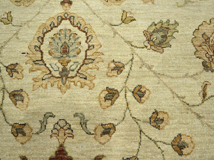 7'3" x 9'3" New Hand Knotted Ivory Wool Rectangle Oriental Rug - MOA10276368