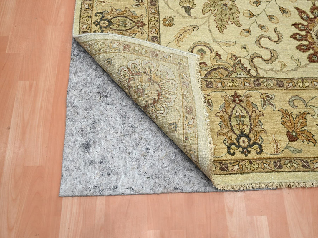 7'3" x 9'1" New Hand Knotted Ivory Wool Rectangle Oriental Rug - MOA10276370