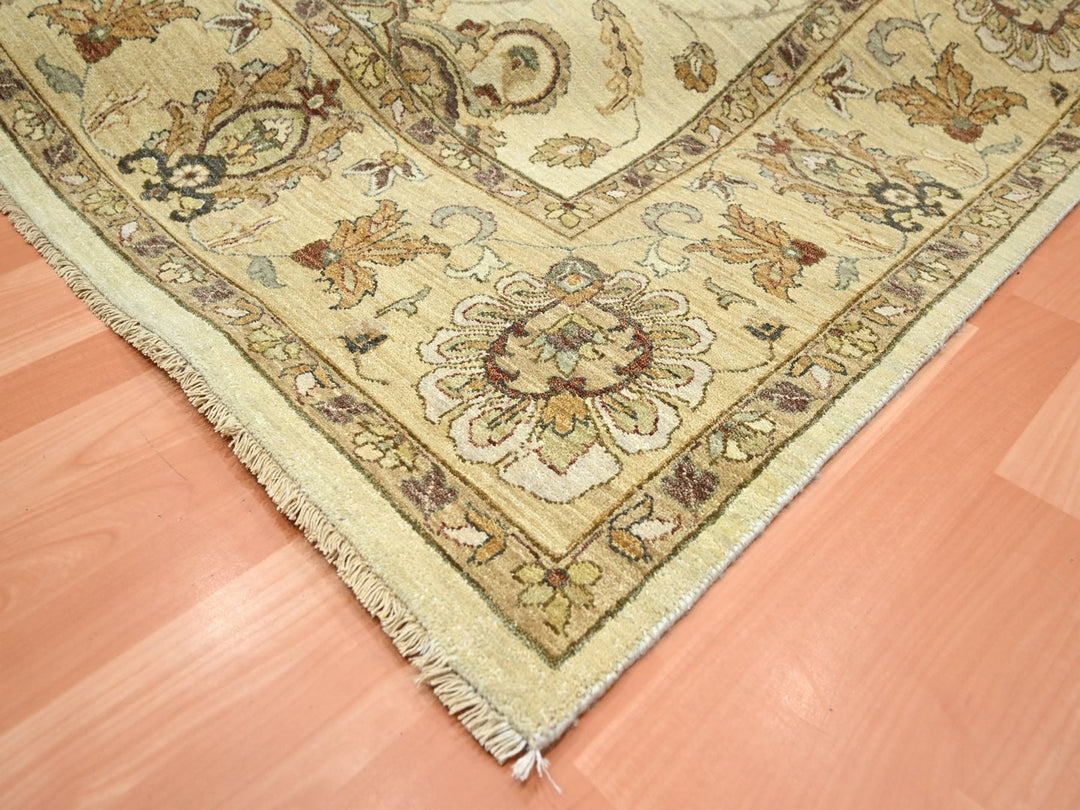 7'3" x 9'1" New Hand Knotted Ivory Wool Rectangle Oriental Rug - MOA10276370