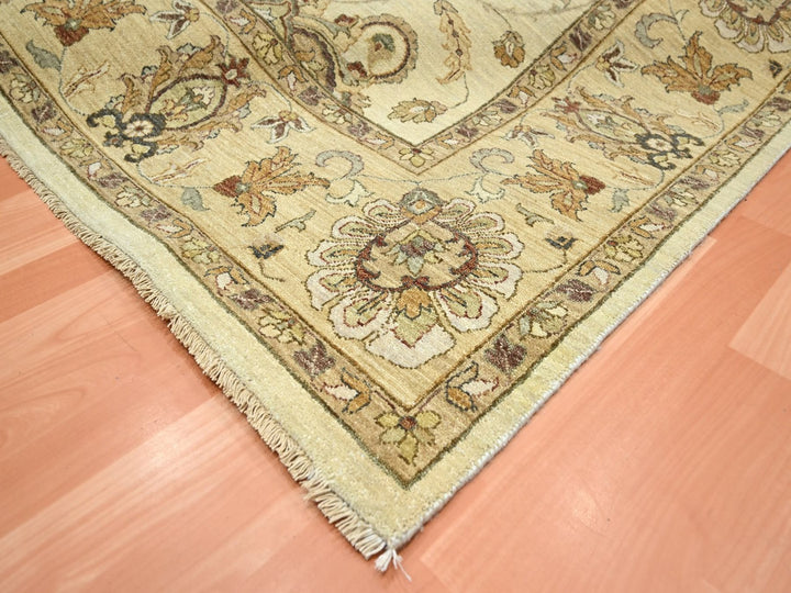 7'3" x 9'1" New Hand Knotted Ivory Wool Rectangle Oriental Rug - MOA10276370