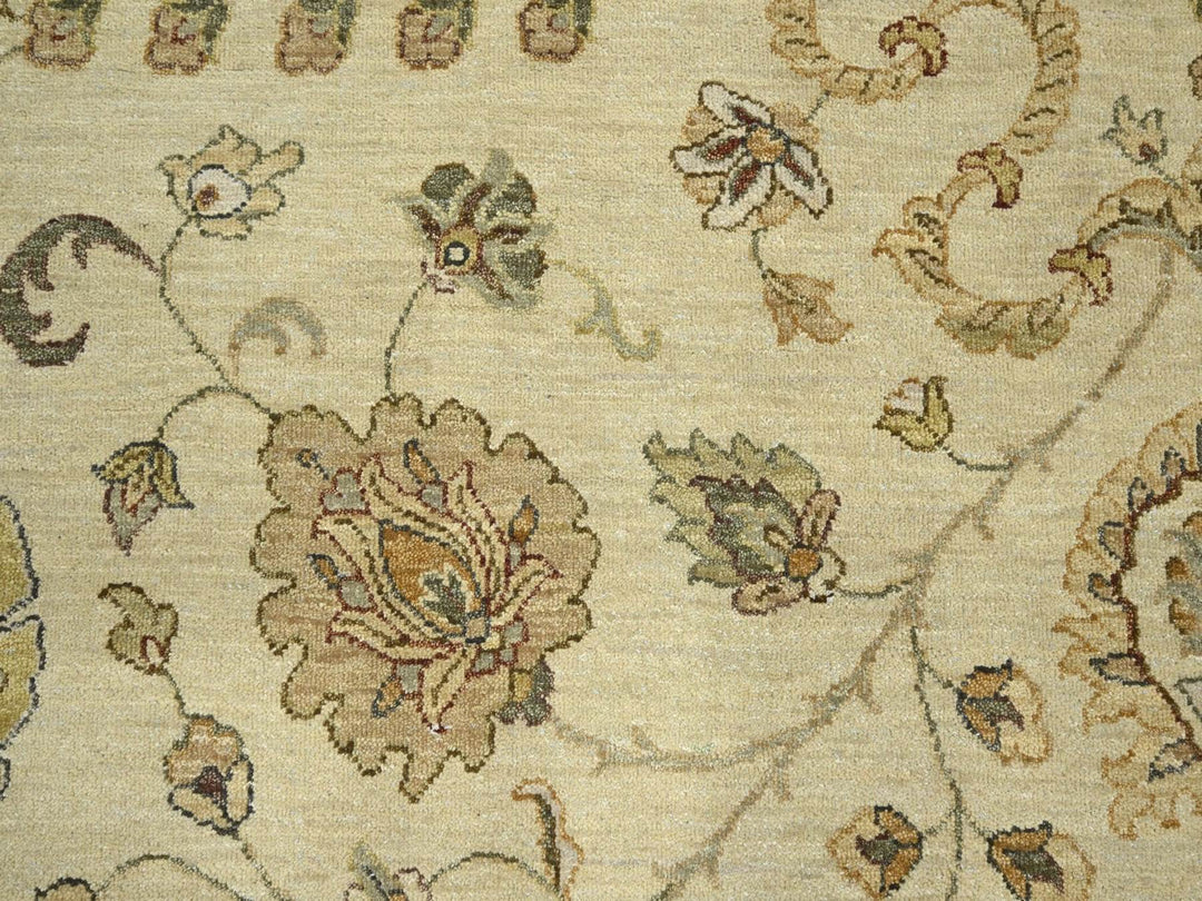 7'3" x 9'1" New Hand Knotted Ivory Wool Rectangle Oriental Rug - MOA10276370