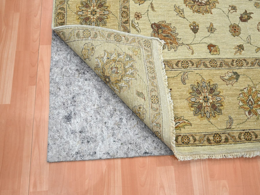 7'3" x 9'3" New Hand Knotted Ivory Wool Rectangle Oriental Rug - MOA10276371