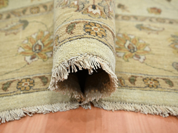7'3" x 9'3" New Hand Knotted Ivory Wool Rectangle Oriental Rug - MOA10276371