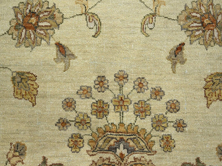 7'3" x 9'3" New Hand Knotted Ivory Wool Rectangle Oriental Rug - MOA10276371