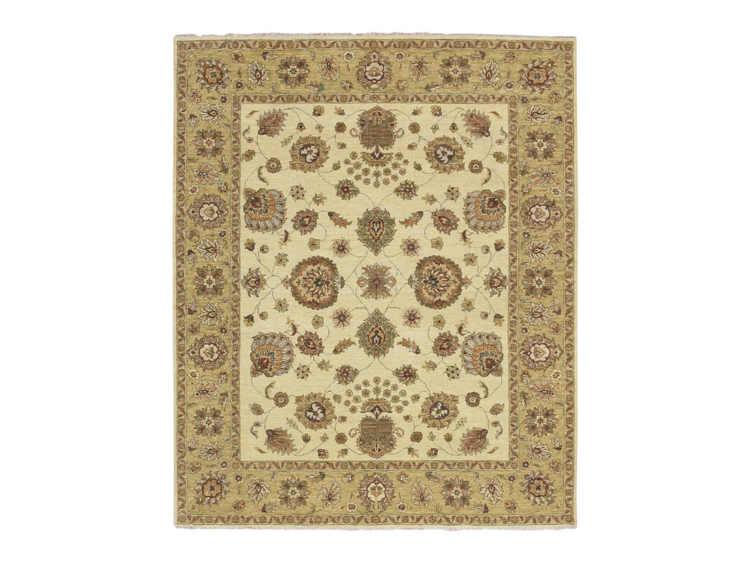 6'6" x 8'0" New Hand Knotted Ivory Wool Rectangle Oriental Rug - MOA10276372