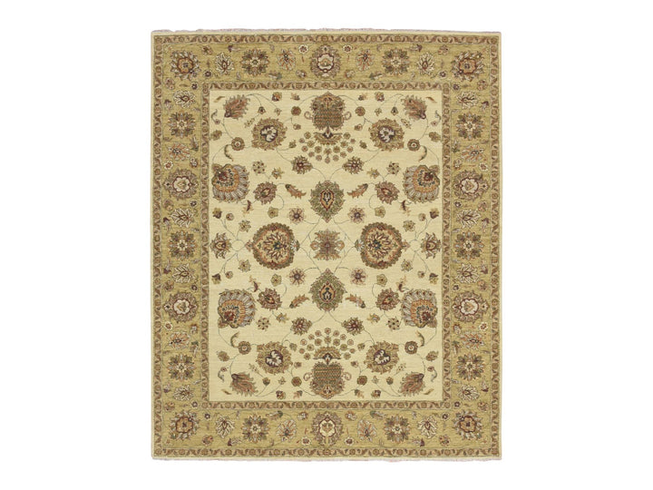 6'6" x 8'0" New Hand Knotted Ivory Wool Rectangle Oriental Rug - MOA10276372