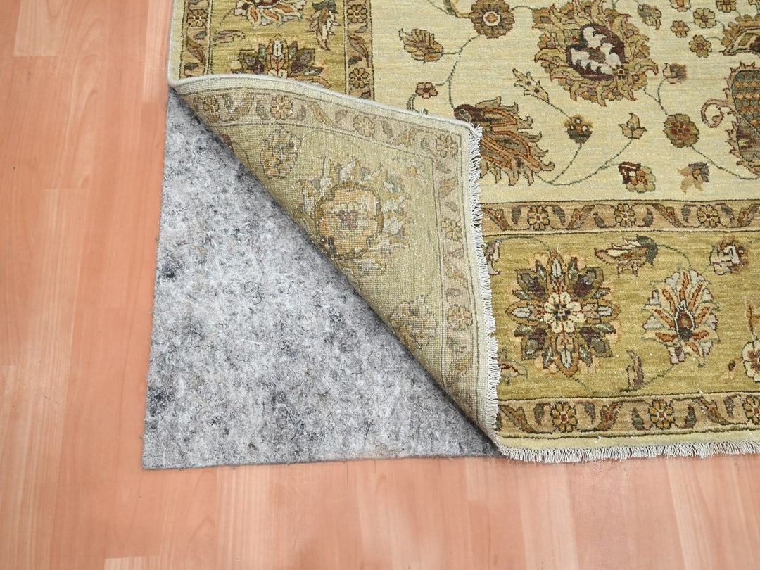 6'6" x 8'0" New Hand Knotted Ivory Wool Rectangle Oriental Rug - MOA10276372