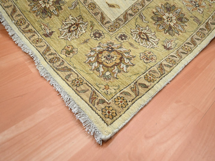 6'6" x 8'0" New Hand Knotted Ivory Wool Rectangle Oriental Rug - MOA10276372