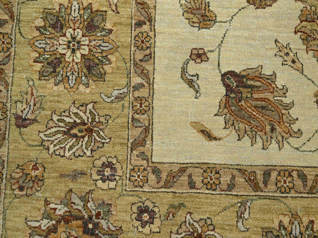 6'6" x 8'0" New Hand Knotted Ivory Wool Rectangle Oriental Rug - MOA10276372
