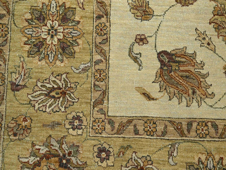 6'6" x 8'0" New Hand Knotted Ivory Wool Rectangle Oriental Rug - MOA10276372