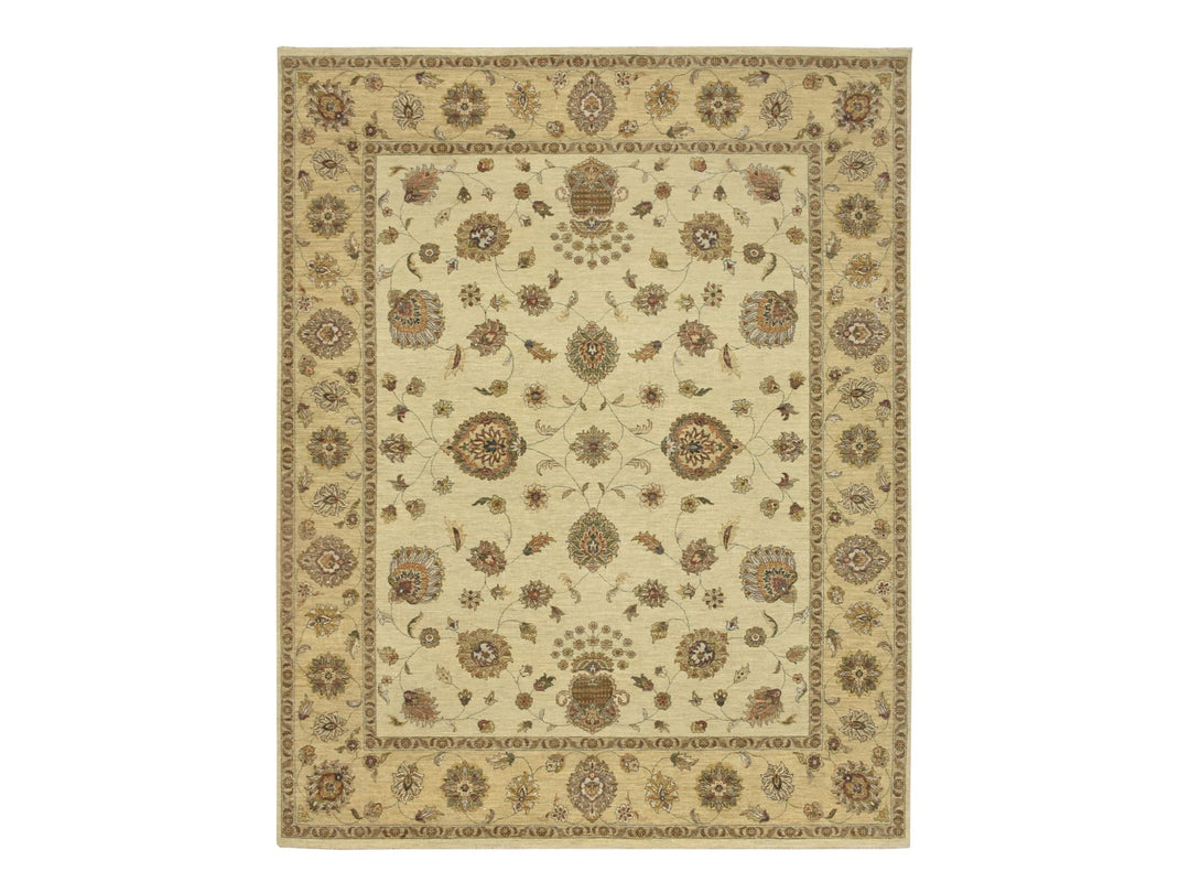 7'11" x 10'0" New Hand Knotted Ivory Wool Rectangle Oriental Rug - MOA10276373