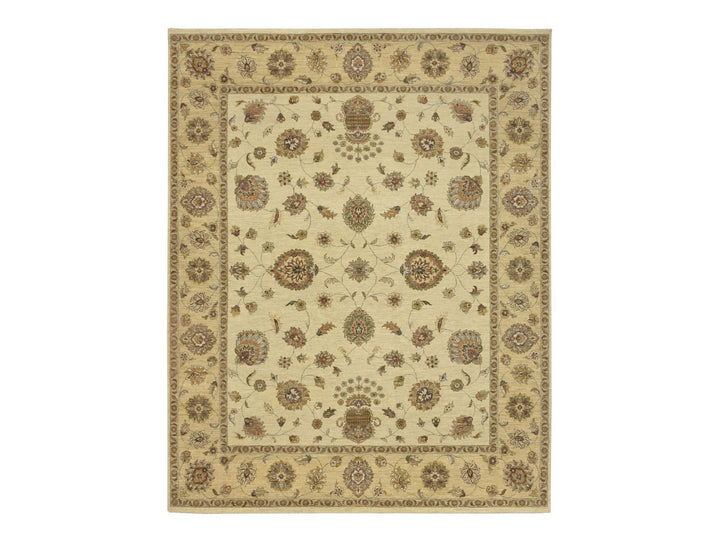 7'11" x 10'0" New Hand Knotted Ivory Wool Rectangle Oriental Rug - MOA10276373