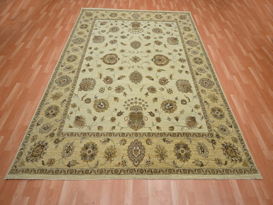 7'11" x 10'0" New Hand Knotted Ivory Wool Rectangle Oriental Rug - MOA10276373