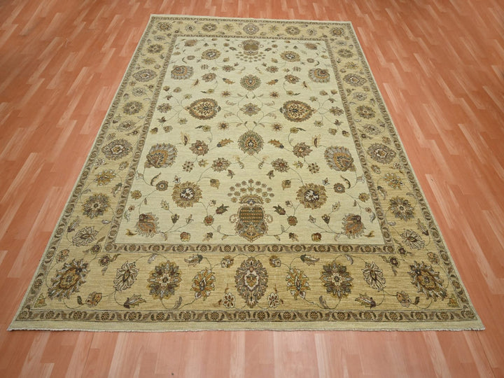 7'11" x 10'0" New Hand Knotted Ivory Wool Rectangle Oriental Rug - MOA10276373