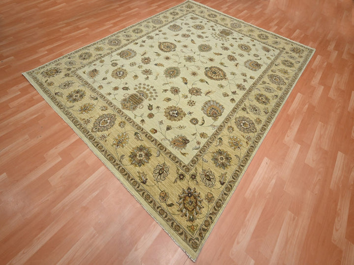 7'11" x 10'0" New Hand Knotted Ivory Wool Rectangle Oriental Rug - MOA10276373