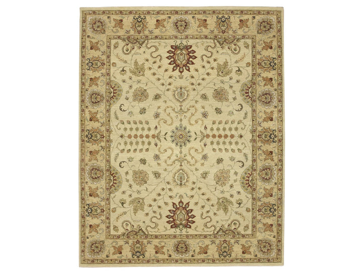 7'11" x 10'0" New Hand Knotted Ivory Wool Rectangle Oriental Rug - MOA10276375