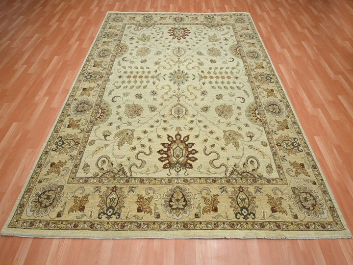 7'11" x 10'0" New Hand Knotted Ivory Wool Rectangle Oriental Rug - MOA10276375