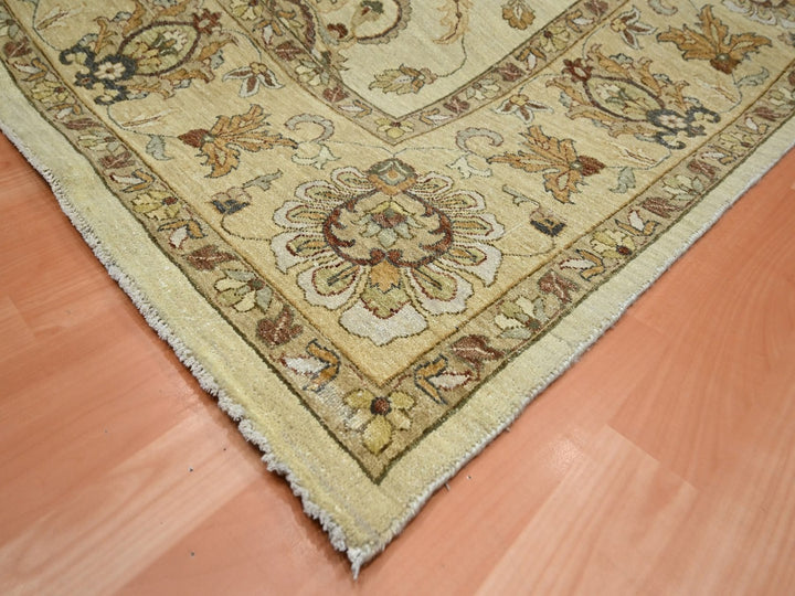 7'11" x 10'0" New Hand Knotted Ivory Wool Rectangle Oriental Rug - MOA10276375