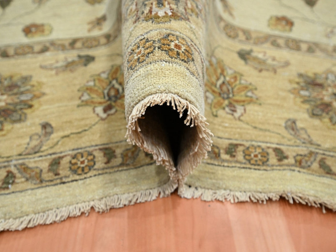 7'2" x 9'4" New Hand Knotted Ivory Wool Rectangle Oriental Rug - MOA10276376