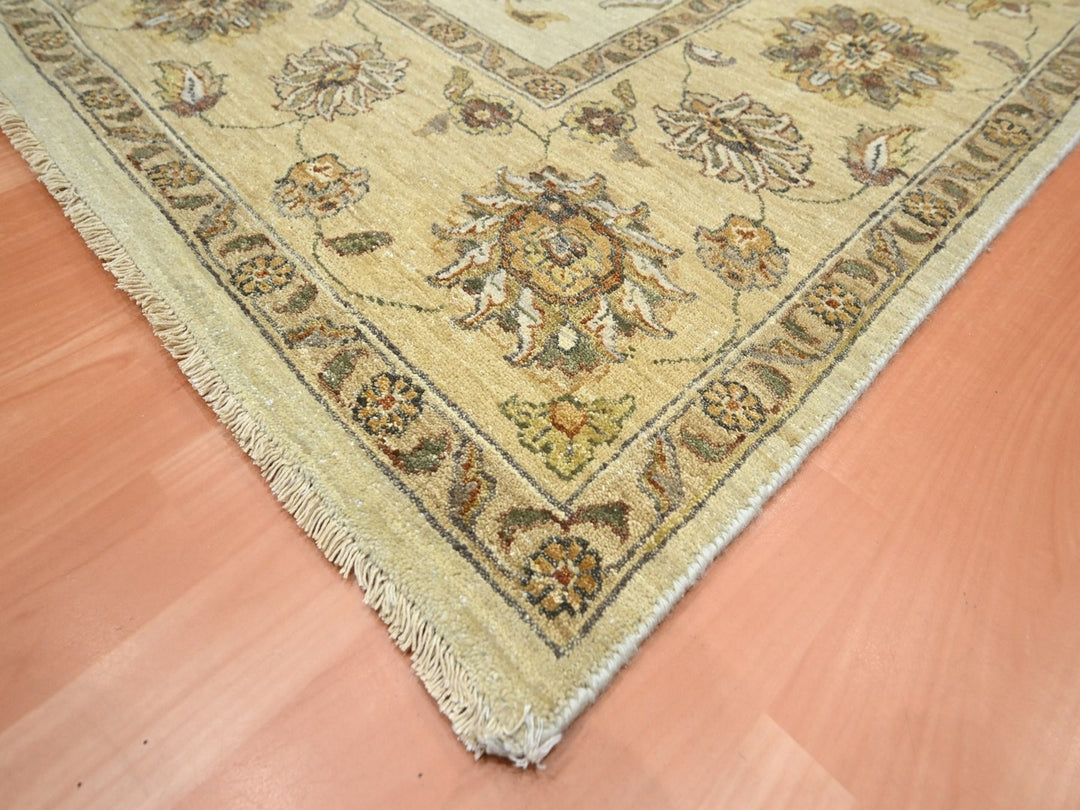 7'2" x 9'4" New Hand Knotted Ivory Wool Rectangle Oriental Rug - MOA10276376