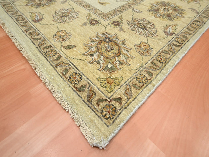 7'2" x 9'4" New Hand Knotted Ivory Wool Rectangle Oriental Rug - MOA10276376