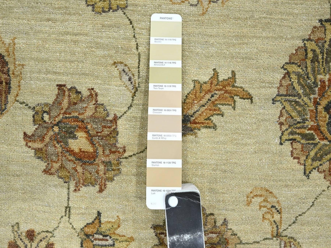 7'2" x 9'4" New Hand Knotted Ivory Wool Rectangle Oriental Rug - MOA10276376