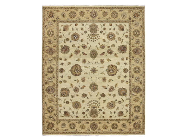 7'11" x 10'0" New Hand Knotted Ivory Wool Rectangle Oriental Rug - MOA10276377