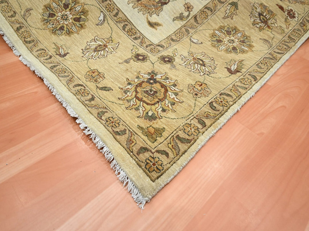 7'11" x 10'0" New Hand Knotted Ivory Wool Rectangle Oriental Rug - MOA10276377